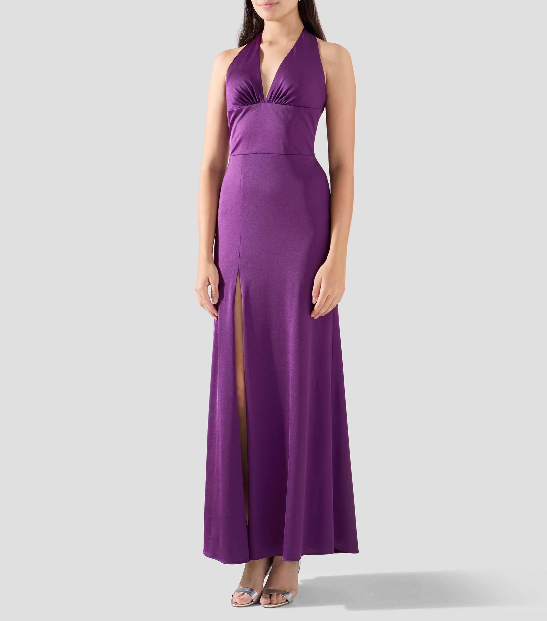 Vestido de fiesta largo liso Mujer